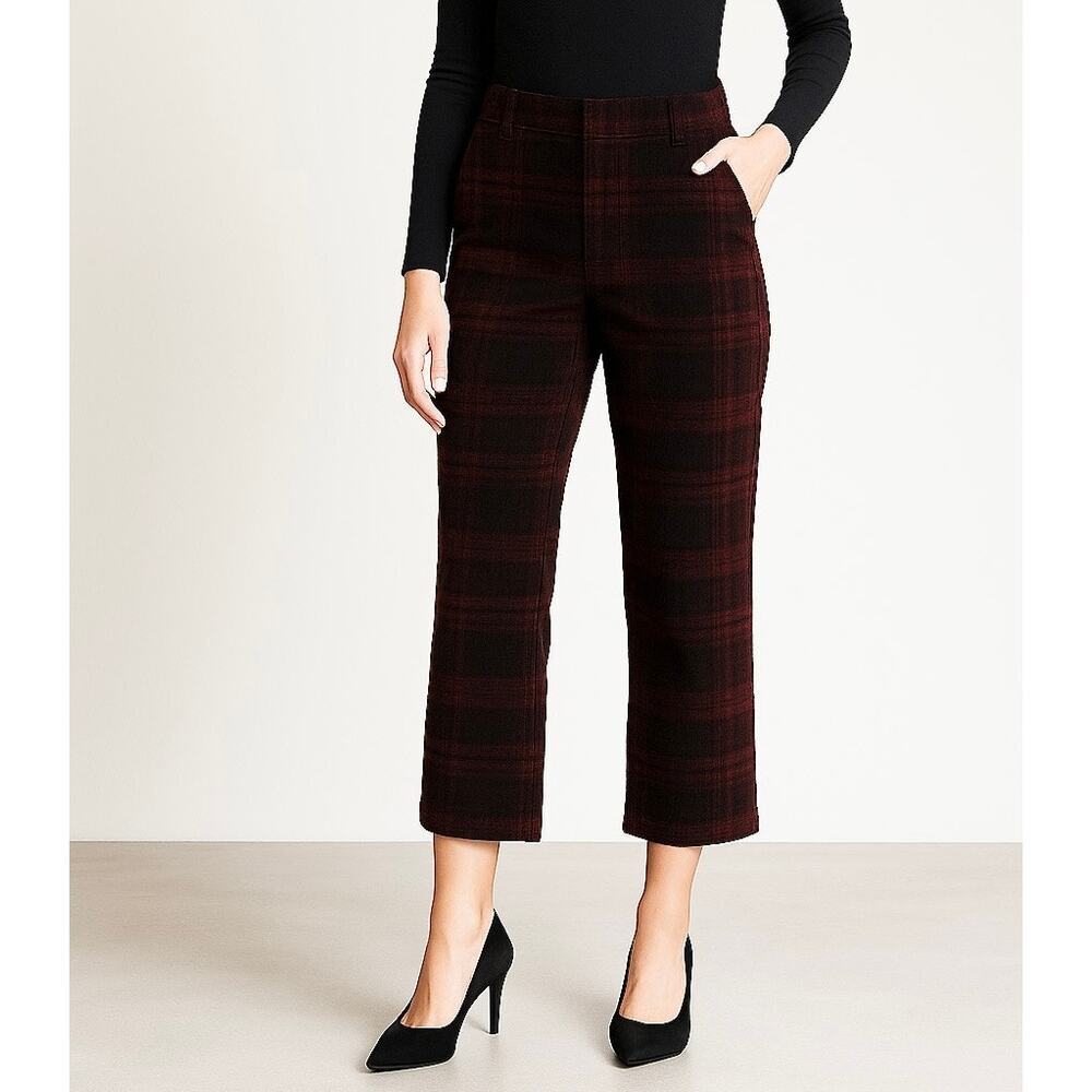 AG Adriano Goldschmied The Elvie Corduroy Red Plaid High Rise Crop Trouser 27